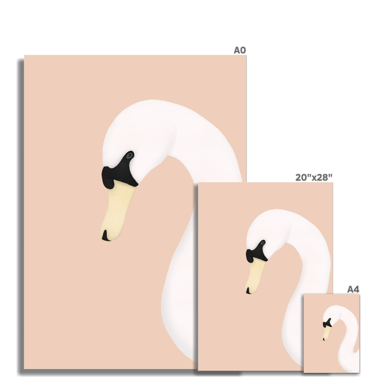 Swan Wall Art Print - Pink | Unframed