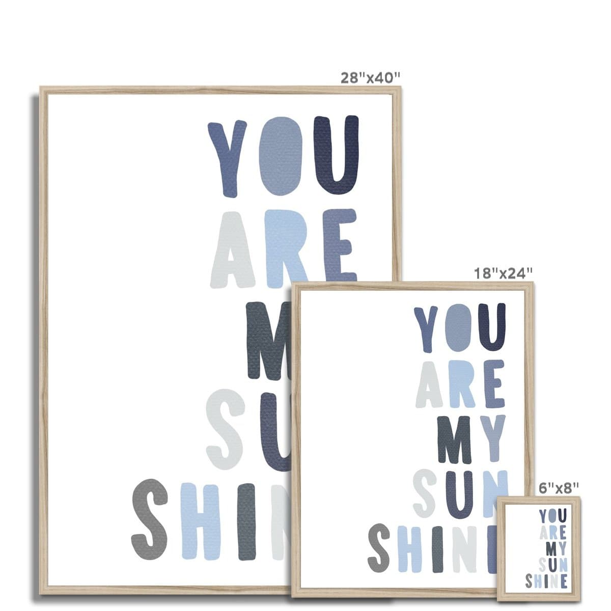 You Are My Sunshine - Navy & Blues | Framed Print