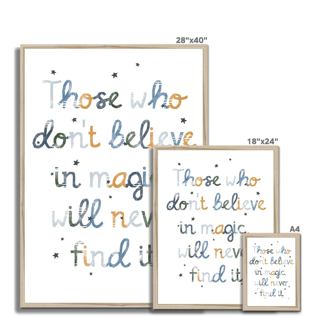 Believe in Magic Quote - Blue | Framed Print