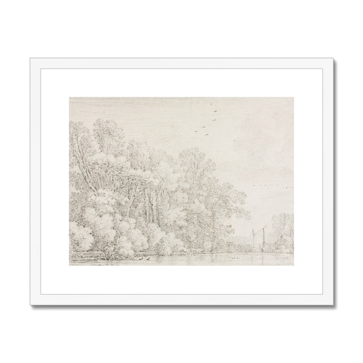 Pencil Sketch, Landscape 00730 | Framed & Mounted Print