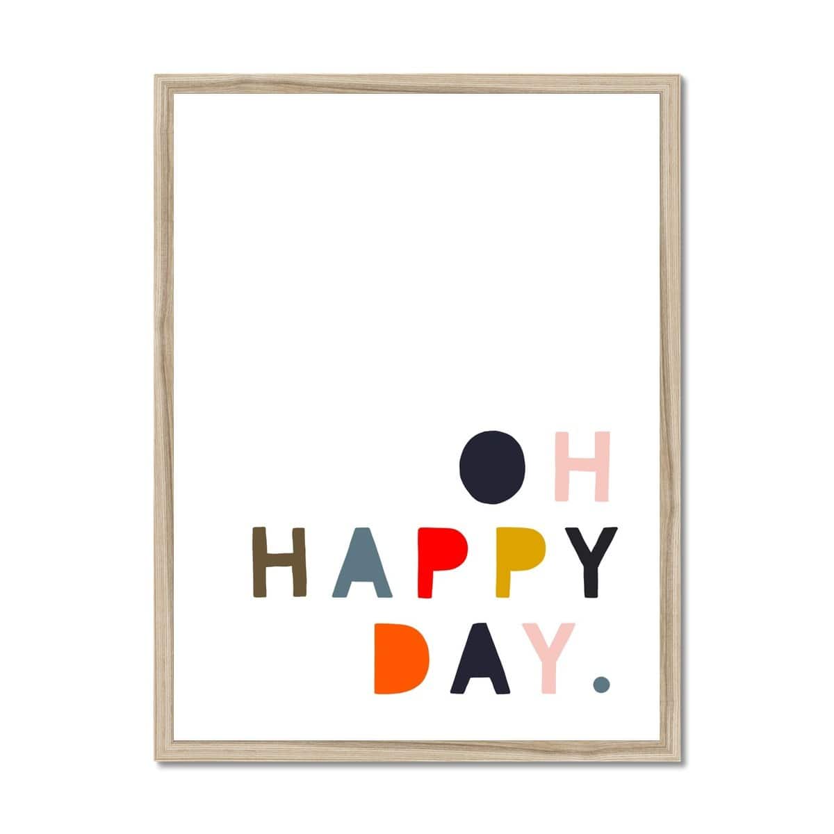Oh Happy Day - Muted Rainbow Colours | Framed Print