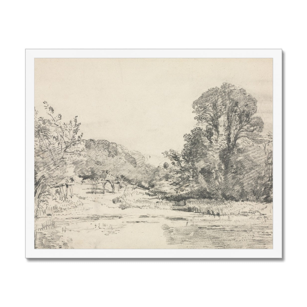 Pencil Sketch, Landscape 00729 | Framed Print
