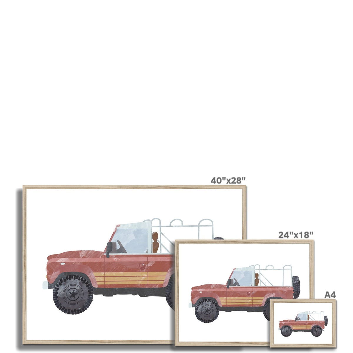 4x4 Land Rover - Red Beach | Framed Print