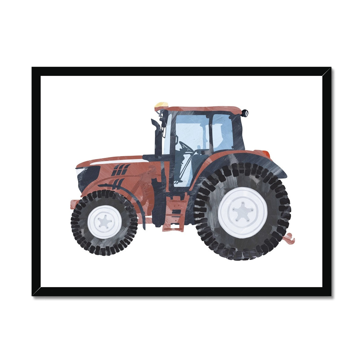Tractor Kids Art | Red | Framed Print