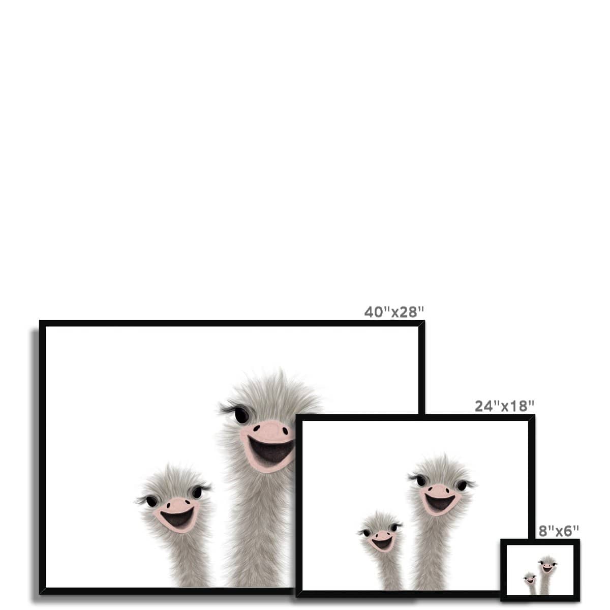 Ostrich - Funny Animal Art (landscape) | Framed Print