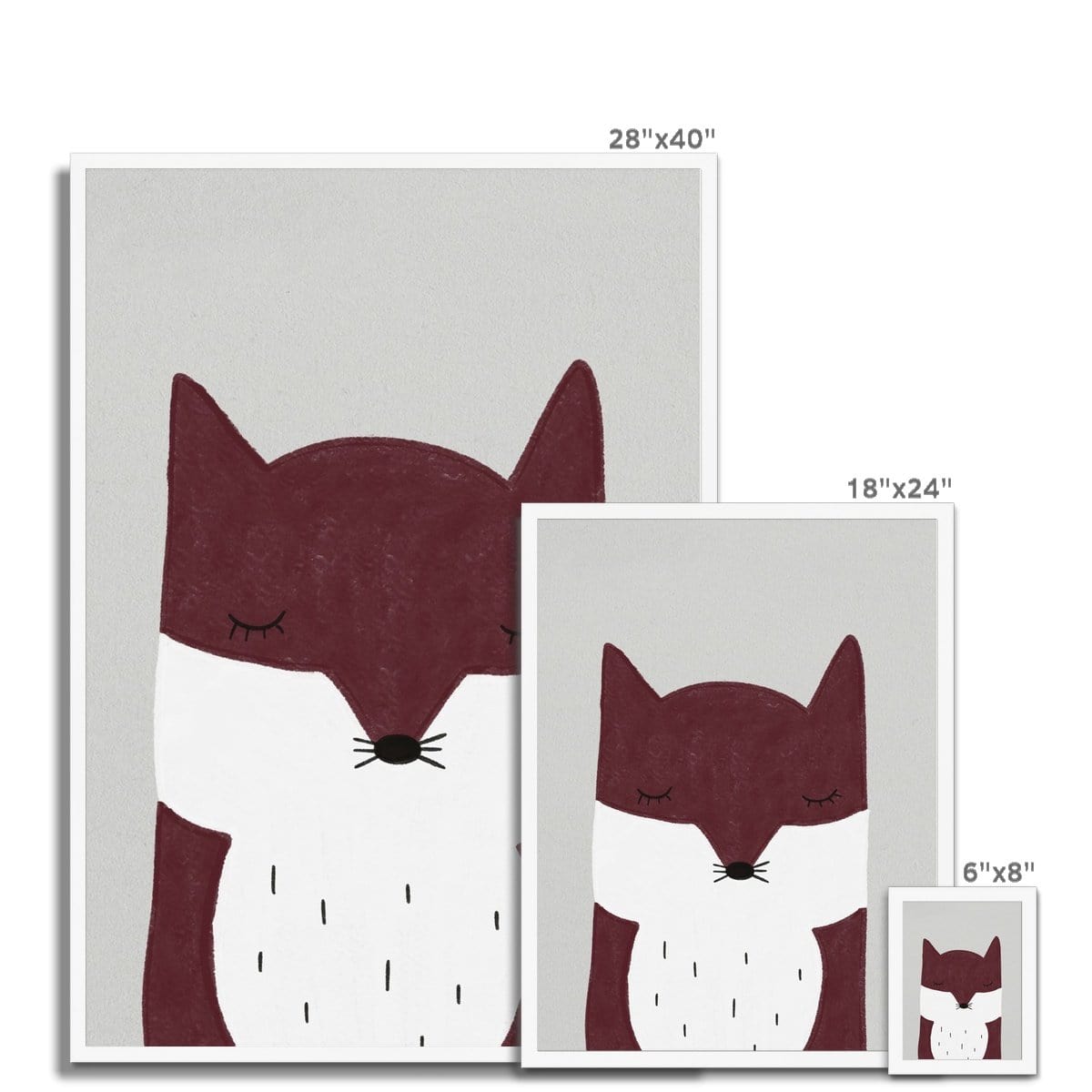 Sleepy Fox - Red | Framed Print