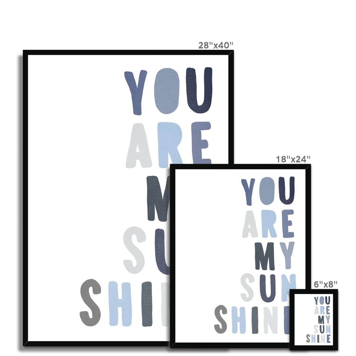You Are My Sunshine - Navy & Blues | Framed Print