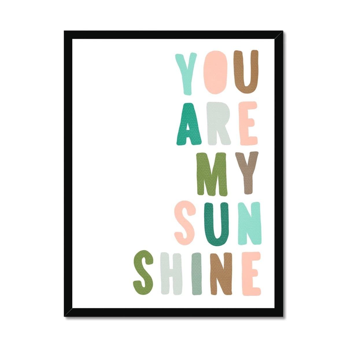 You Are My Sunshine - Pink & Green | Framed Print