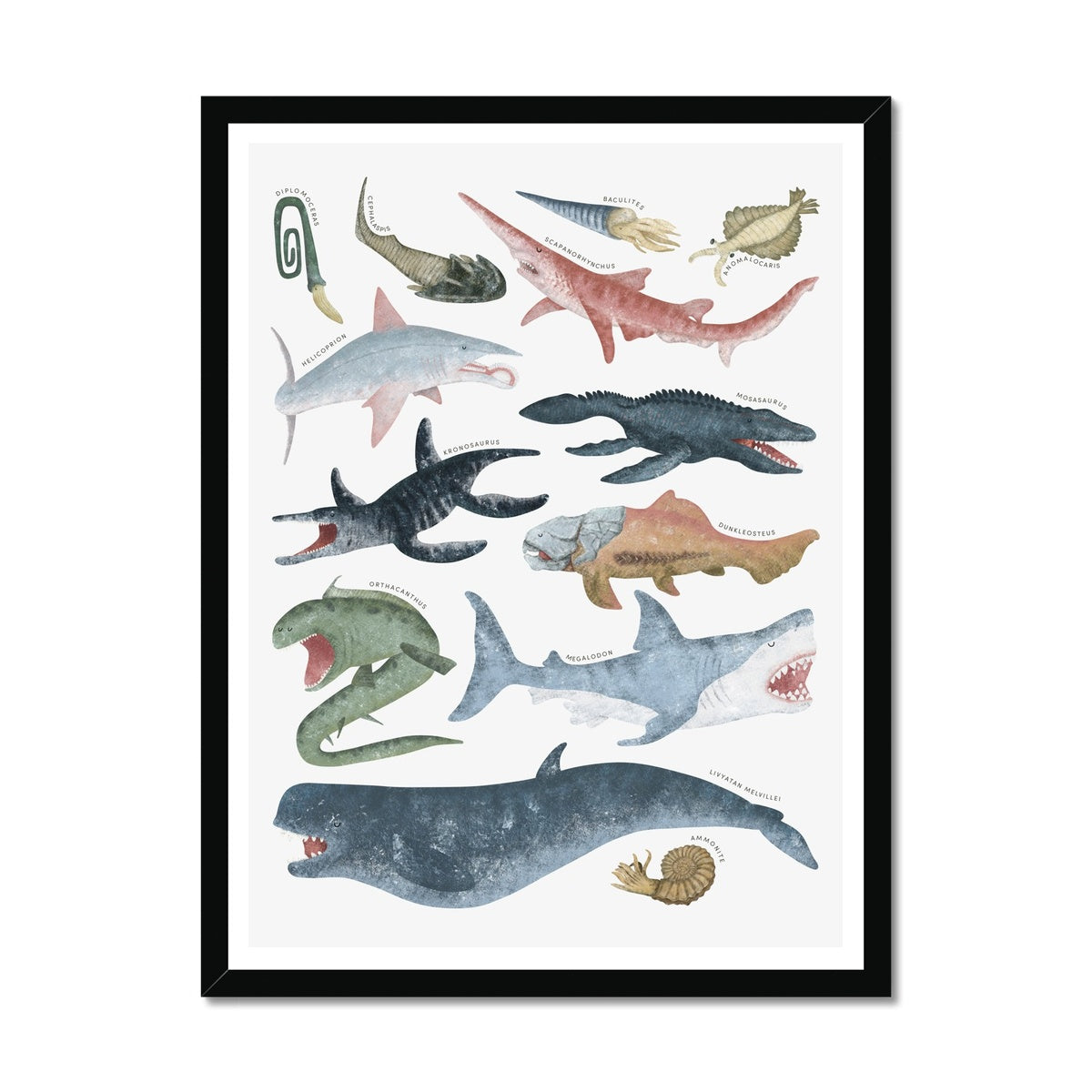 Prehistoric Ocean Chart | Framed Print