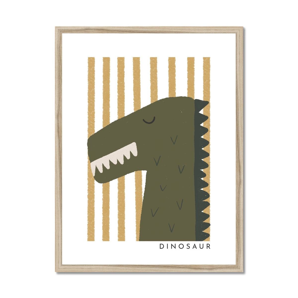 Dinosaur Print - Ochre Stripes | Framed Print