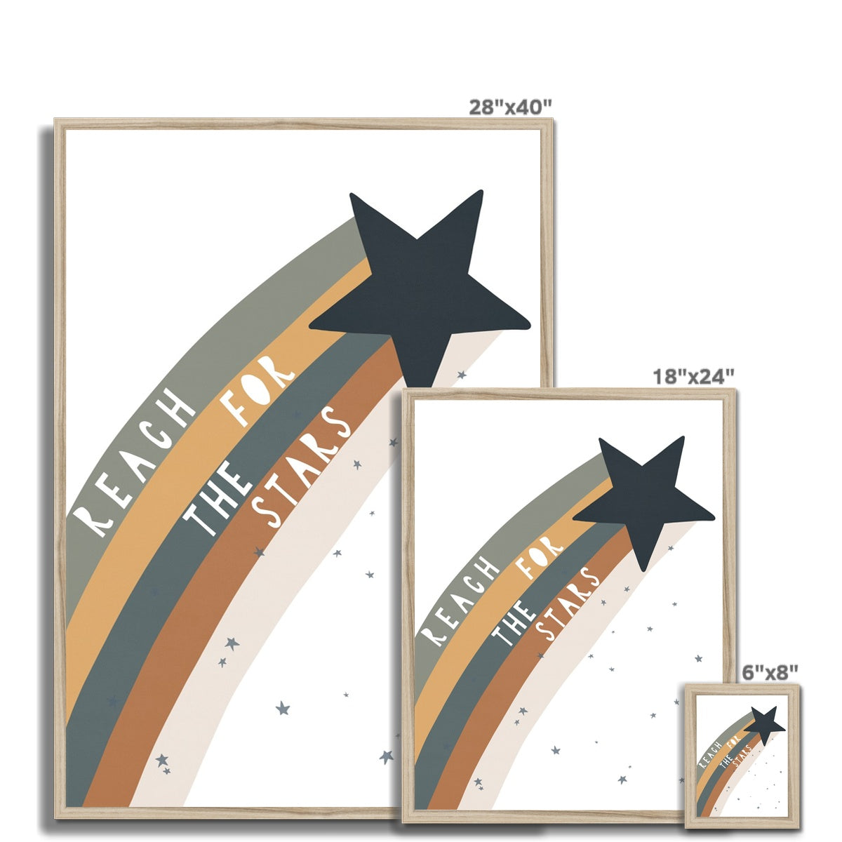 Reach for the Stars Quote - Navy | Framed Print