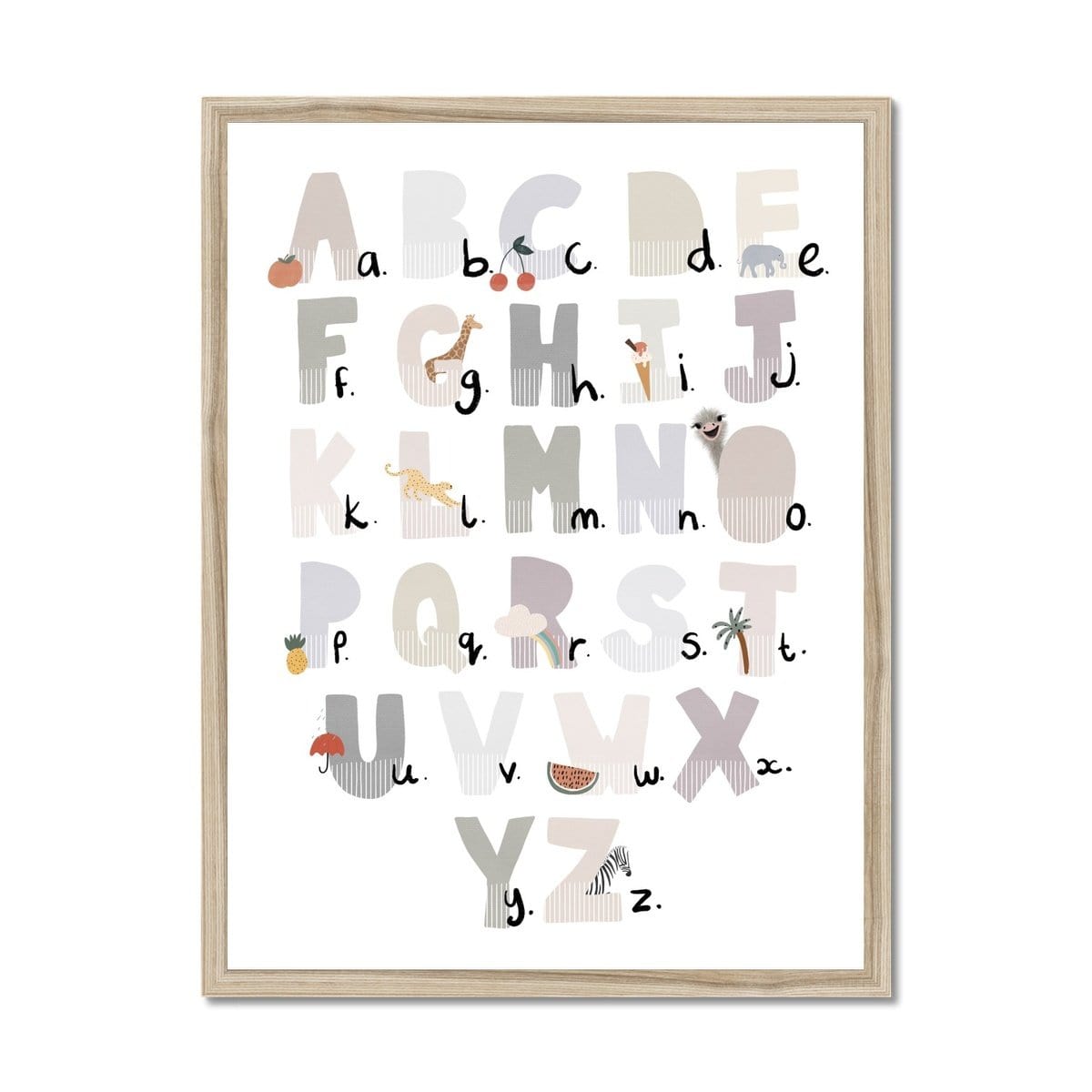 Alphabet Chart - Illustrated Natural | Framed Print