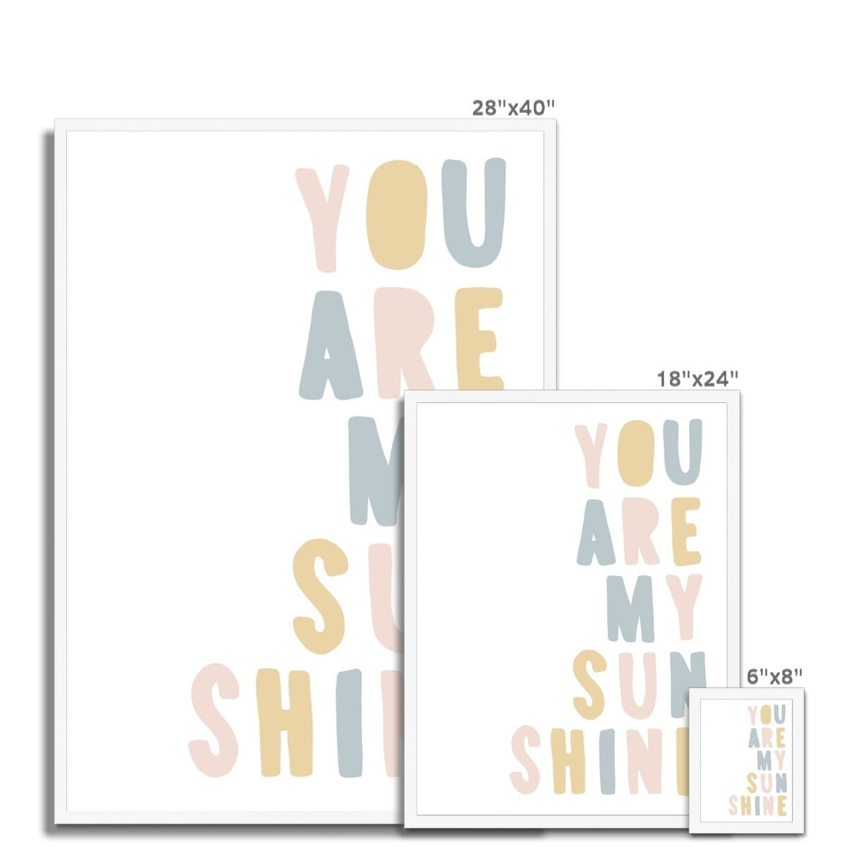 You Are My Sunshine - Pink, Blue & Yellow | Framed Print