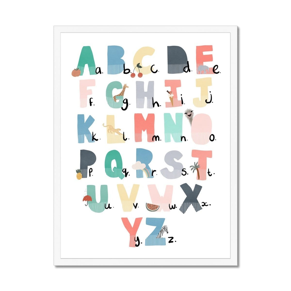 Alphabet Chart - Rainbow Colours, Illustrated | Framed Print