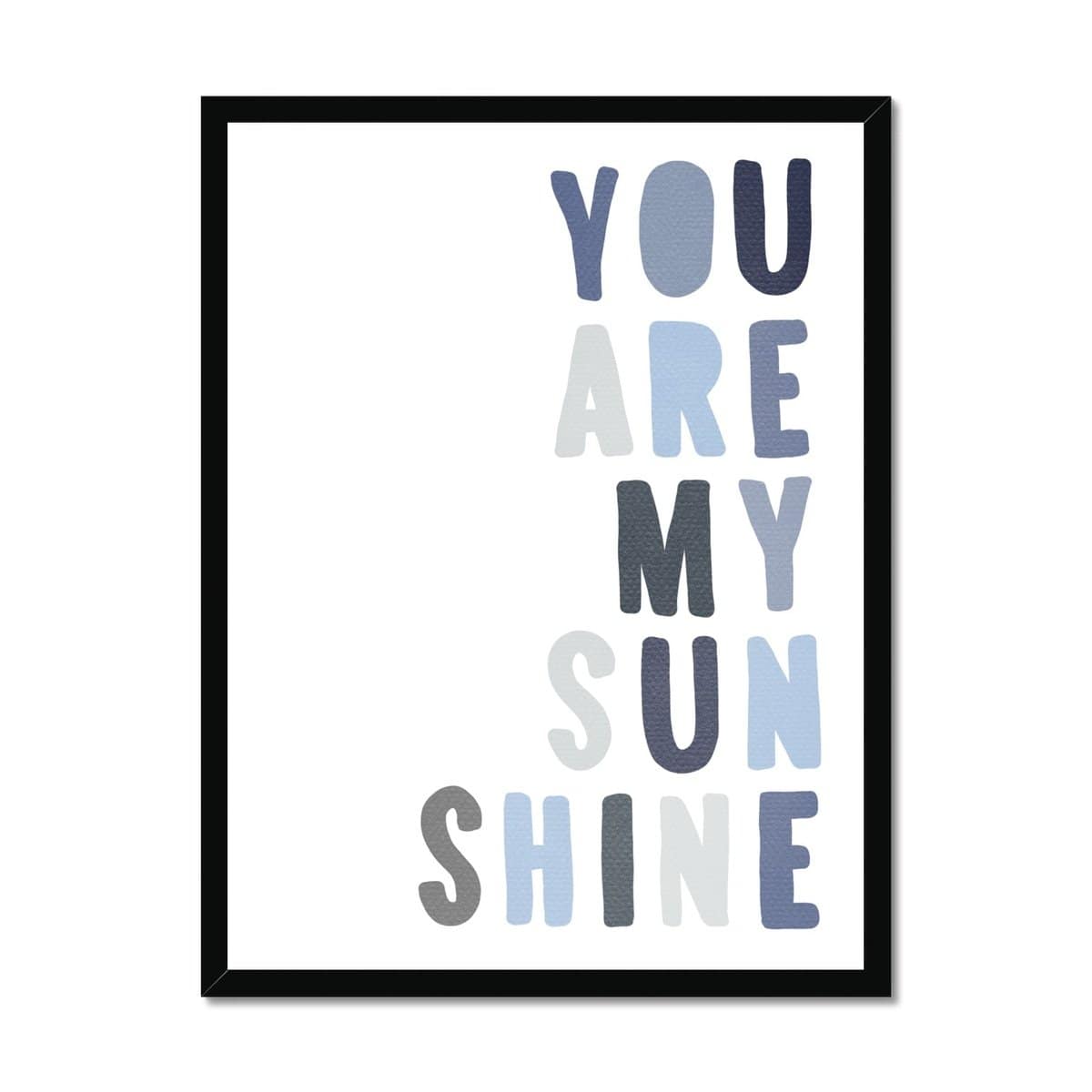 You Are My Sunshine - Navy & Blues | Framed Print