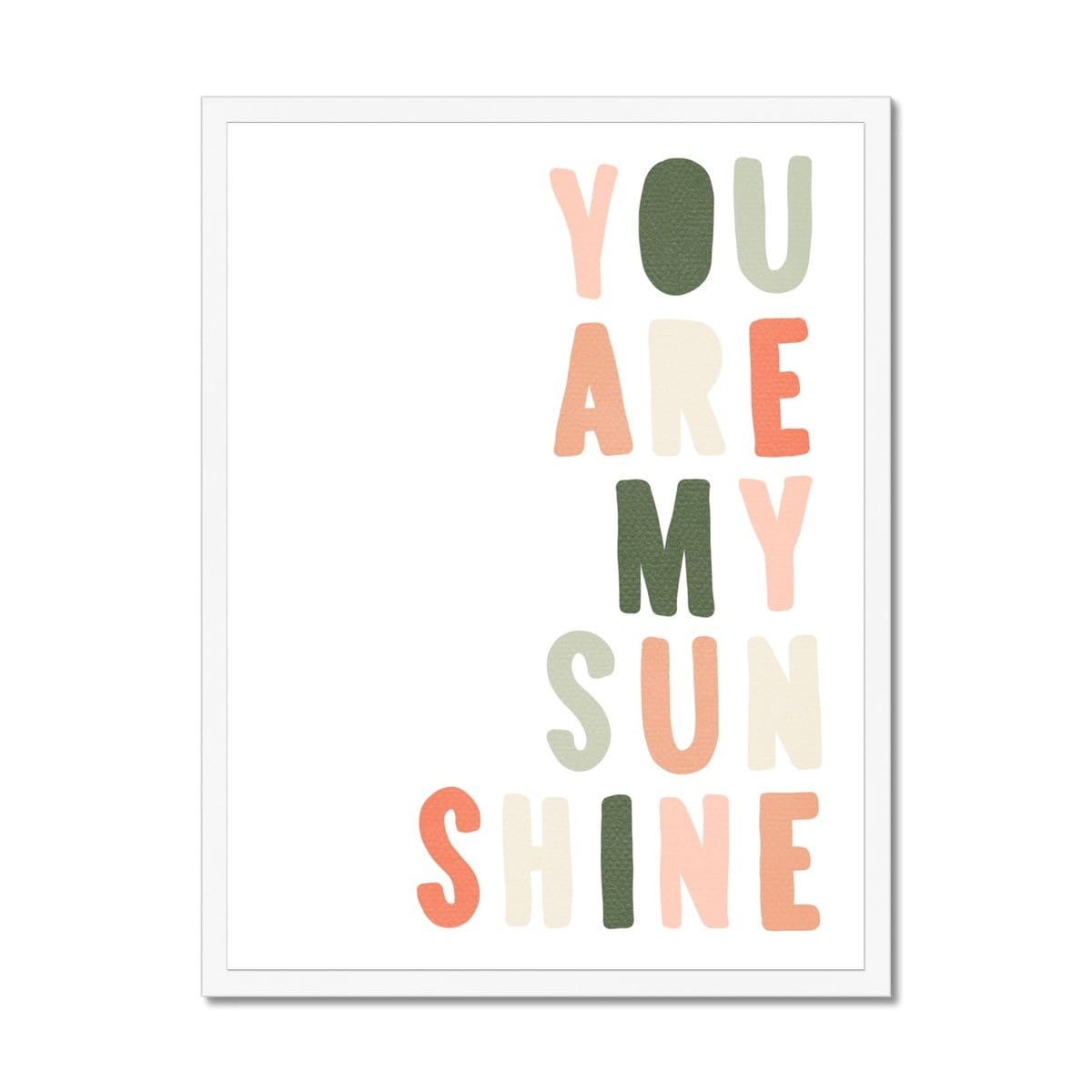 You Are My Sunshine - Blush & Green | Framed Print