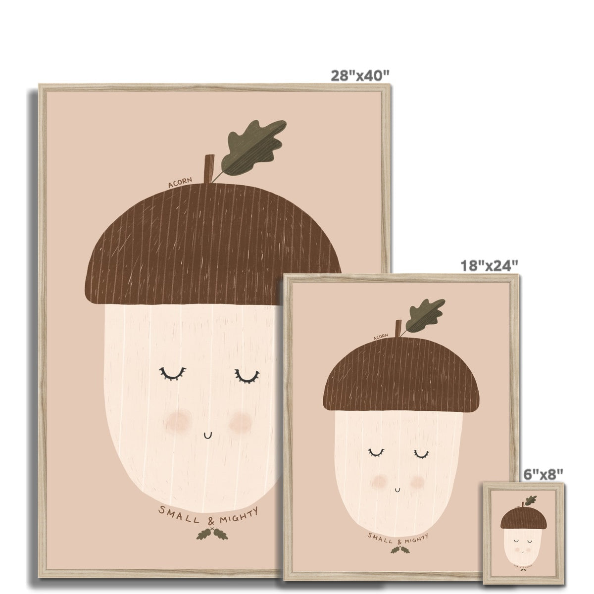 Acorn - Small & Mighty Quote - Blush Pink | Framed Print