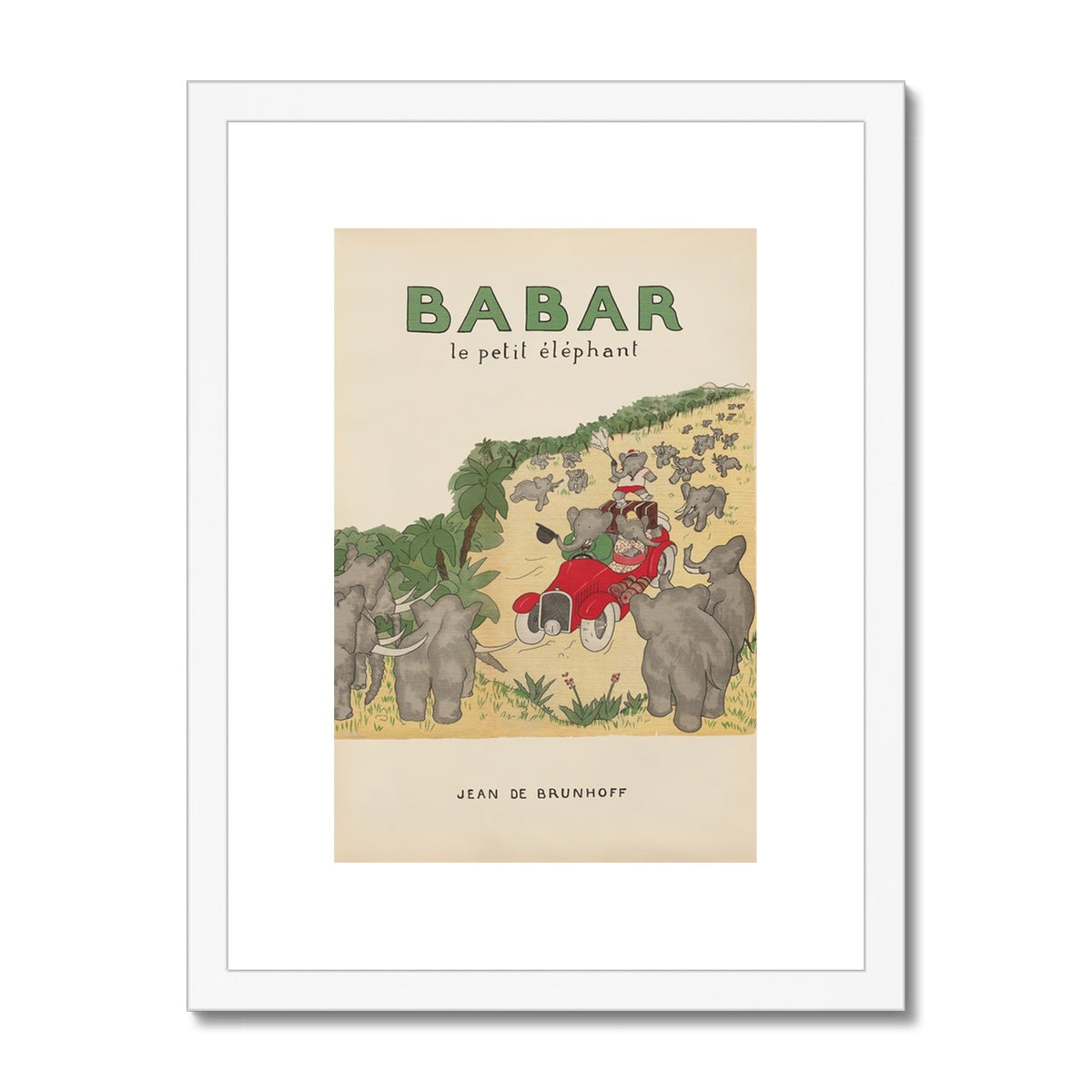 Babar Nursery Art - Babar the Elephant nursery wall art print, Vintage Babar nursery decor for baby’s room, Classic Babar prints for children’s bedrooms
