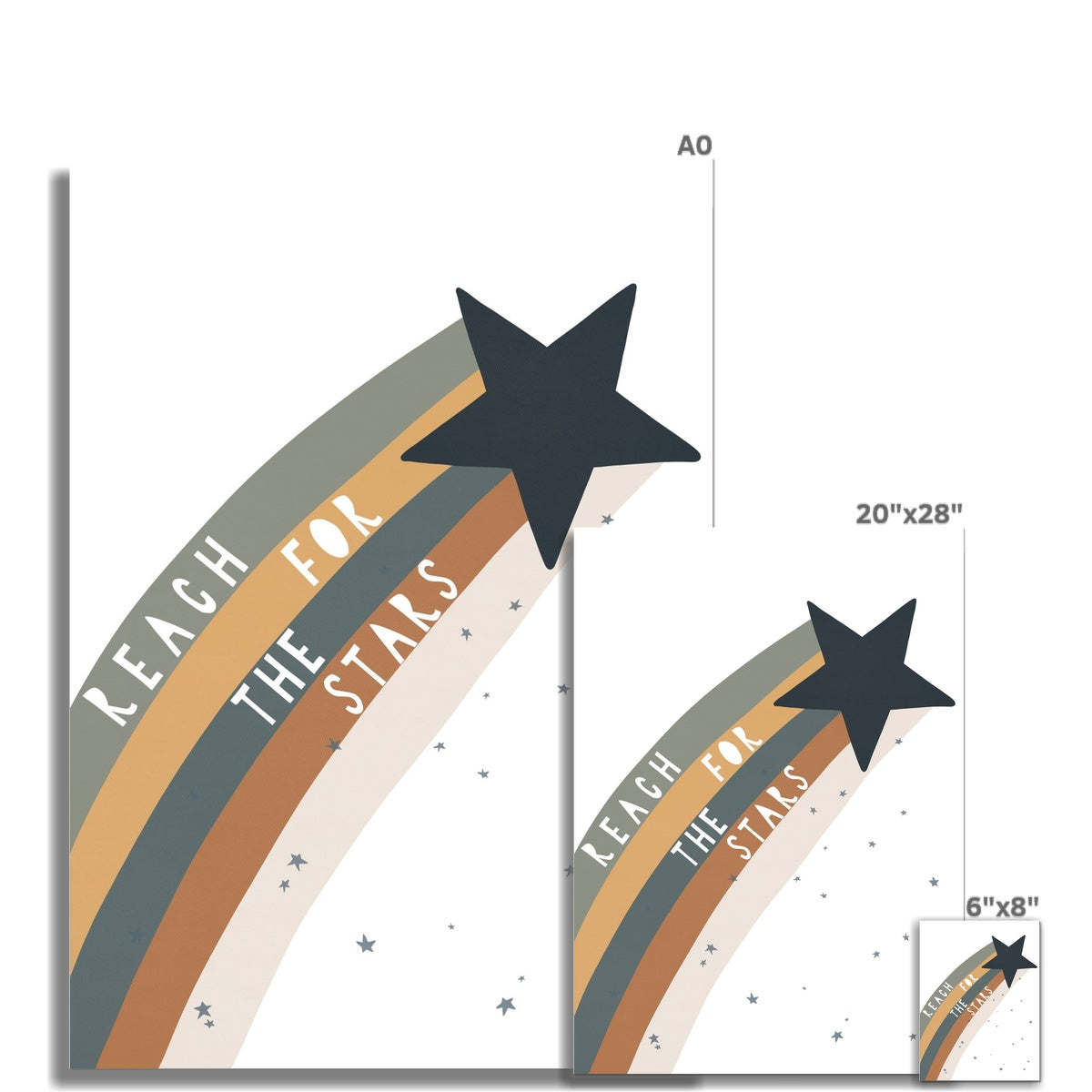 Reach for the Stars Quote - Navy | Unframed