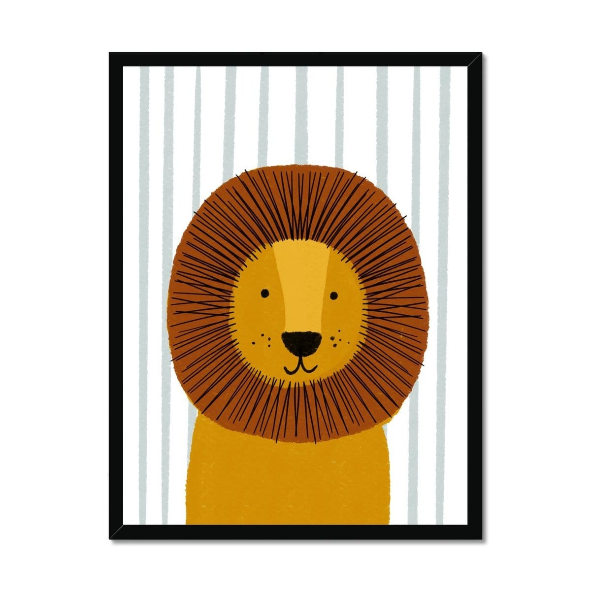 Lion - Blue Stripe | Framed Print