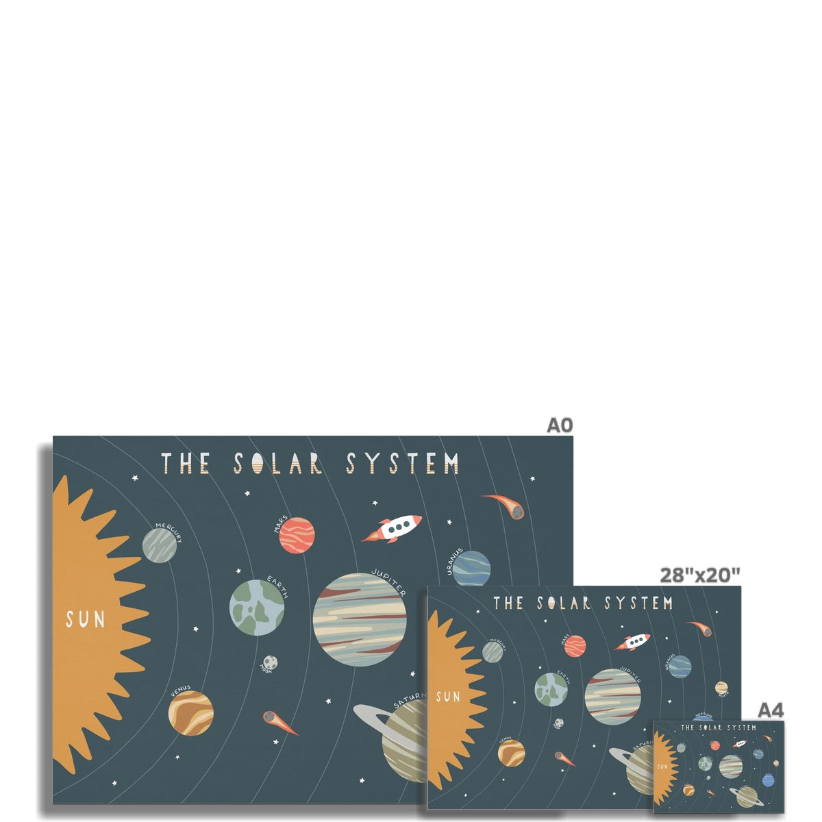 Solar System Print - Landscape | Unframed