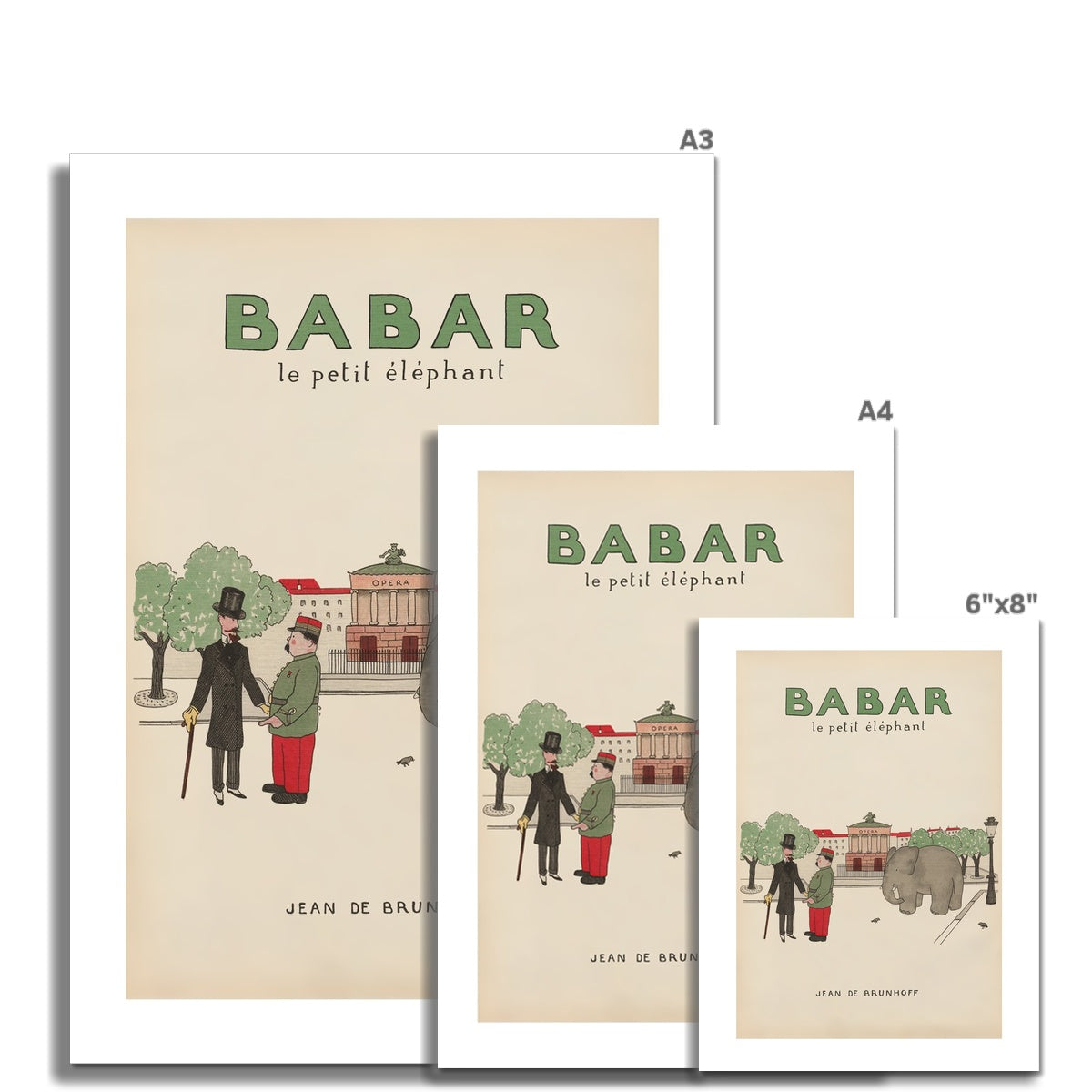 Babar Nursery Art - Babar the Elephant nursery wall art print, Vintage Babar nursery decor for baby’s room, Classic Babar prints for children’s bedrooms