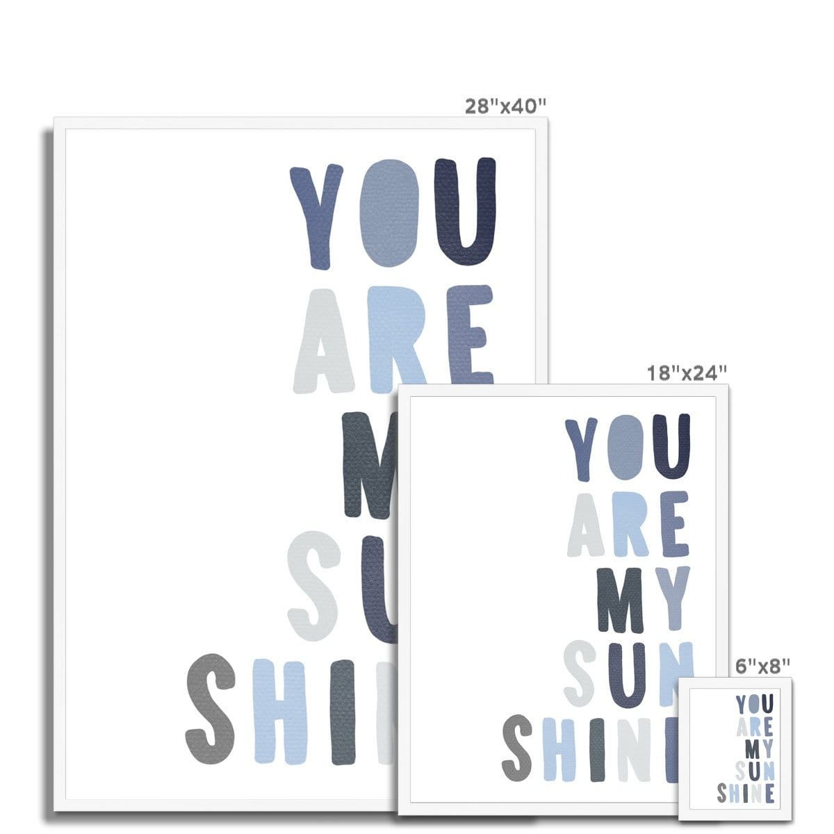 You Are My Sunshine - Navy & Blues | Framed Print