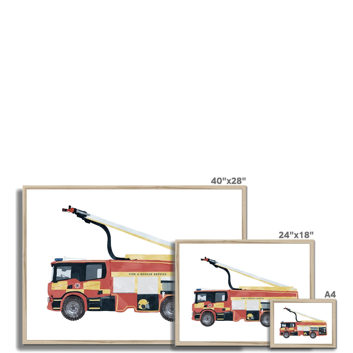 Fire Engine, Kids Art | Framed Print