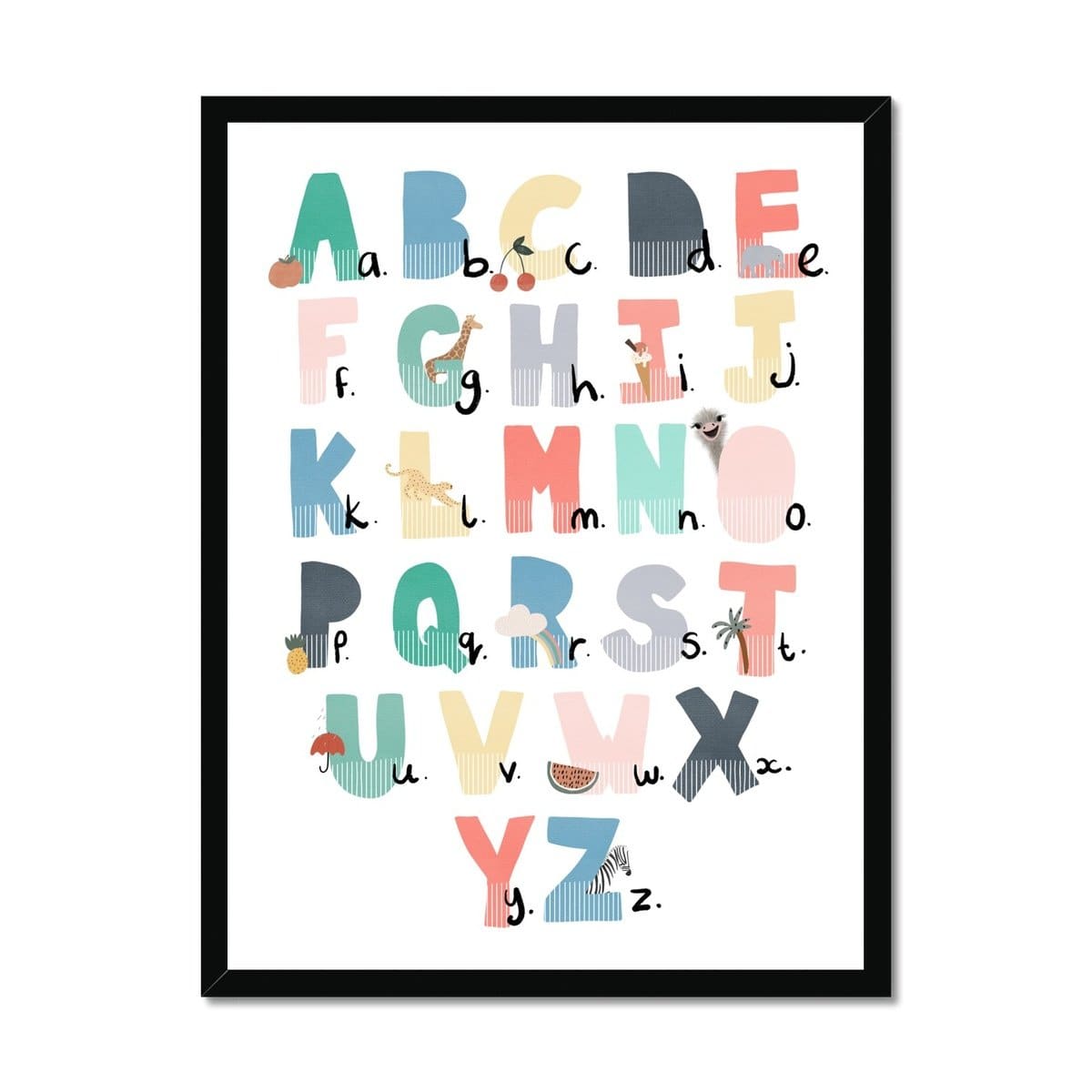 Alphabet Chart - Rainbow Colours, Illustrated | Framed Print