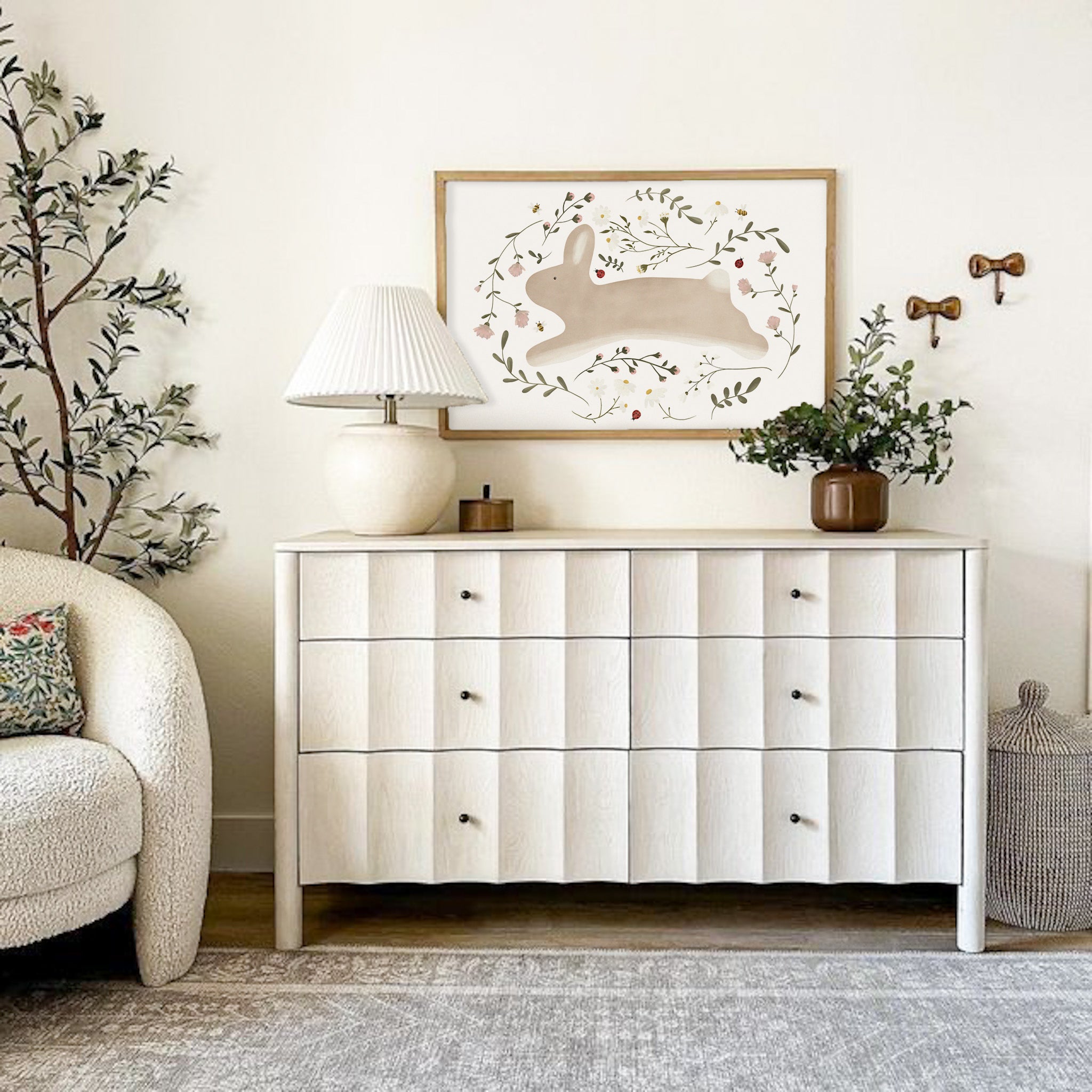 Floral Bunny Rabbit | Unframed