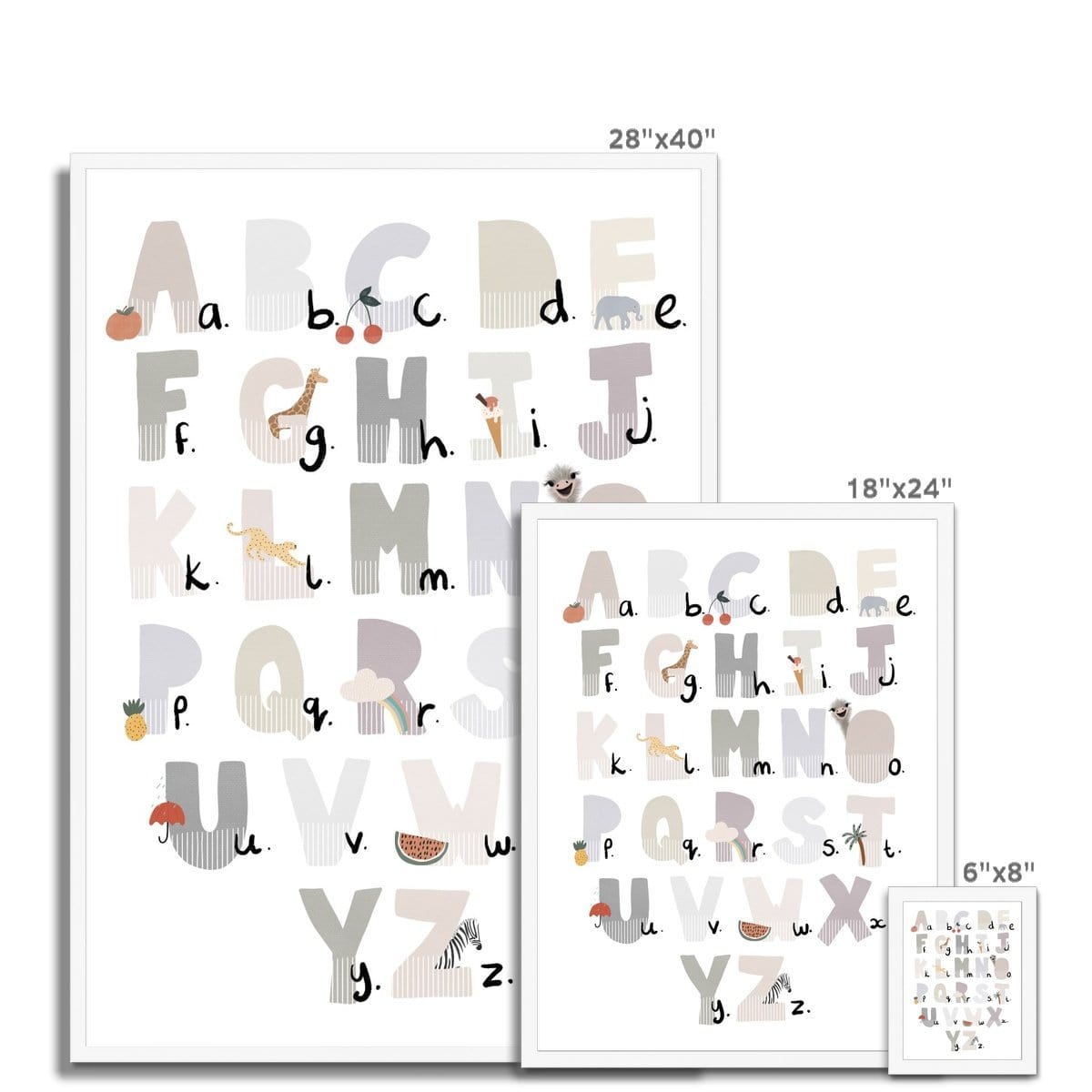 Alphabet Chart - Illustrated Natural | Framed Print