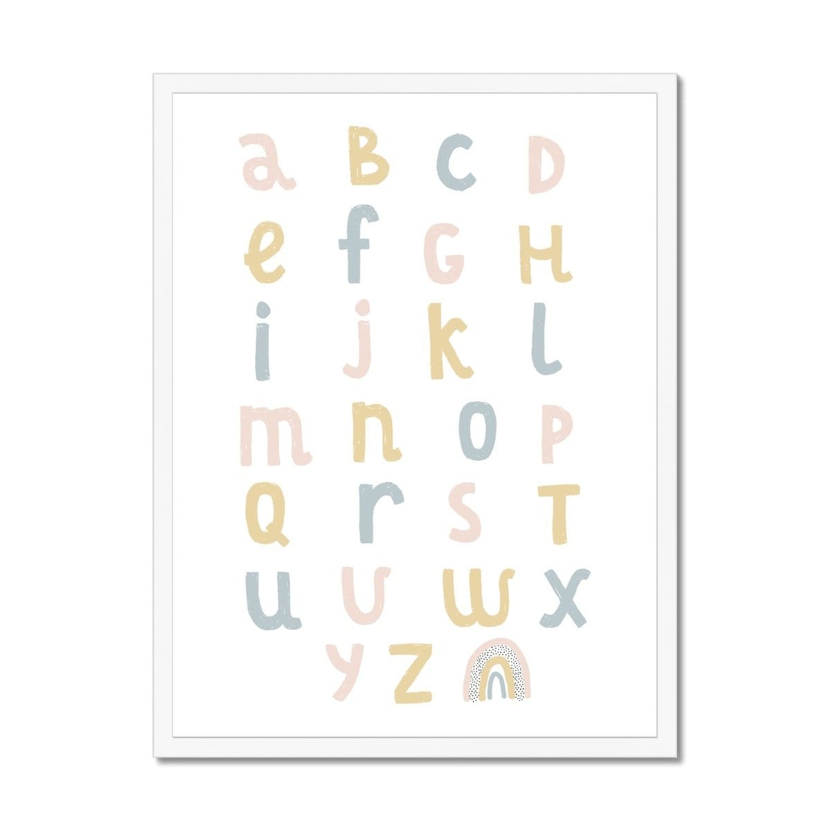 Alphabet Chart - Pink, Yellow & Blue | Framed Print