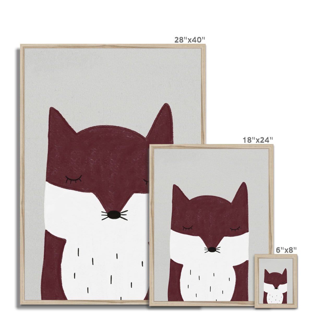 Sleepy Fox - Red | Framed Print