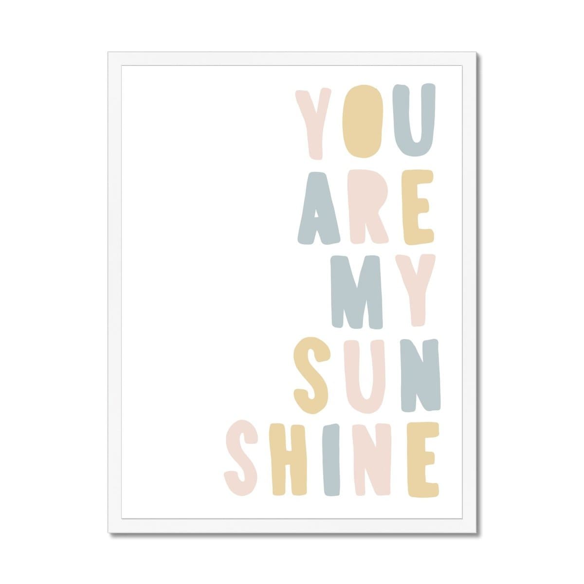 You Are My Sunshine - Pink, Blue & Yellow | Framed Print