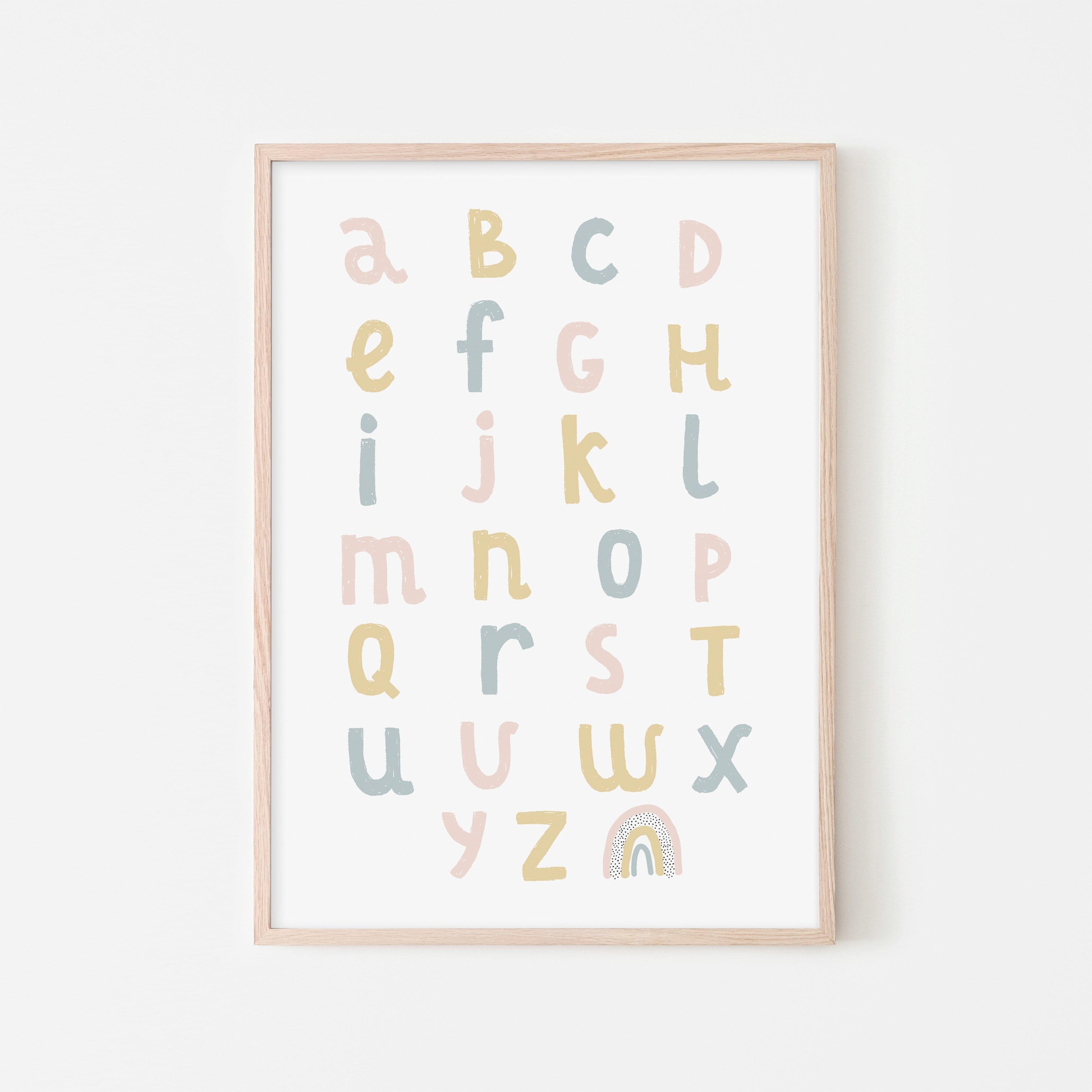 Alphabet Chart - Pink, Yellow & Blue | Framed Print