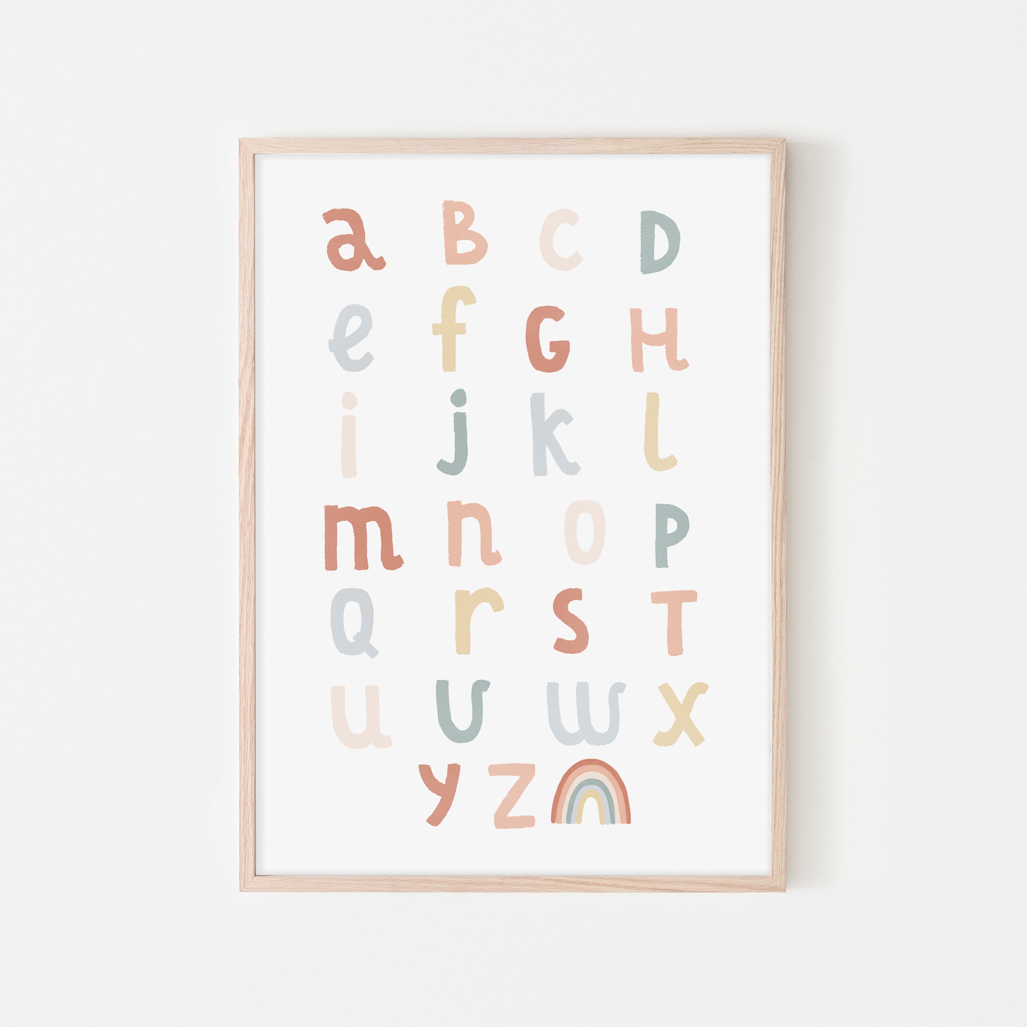 Alphabet Chart - Subtle Rainbow |  Framed Print