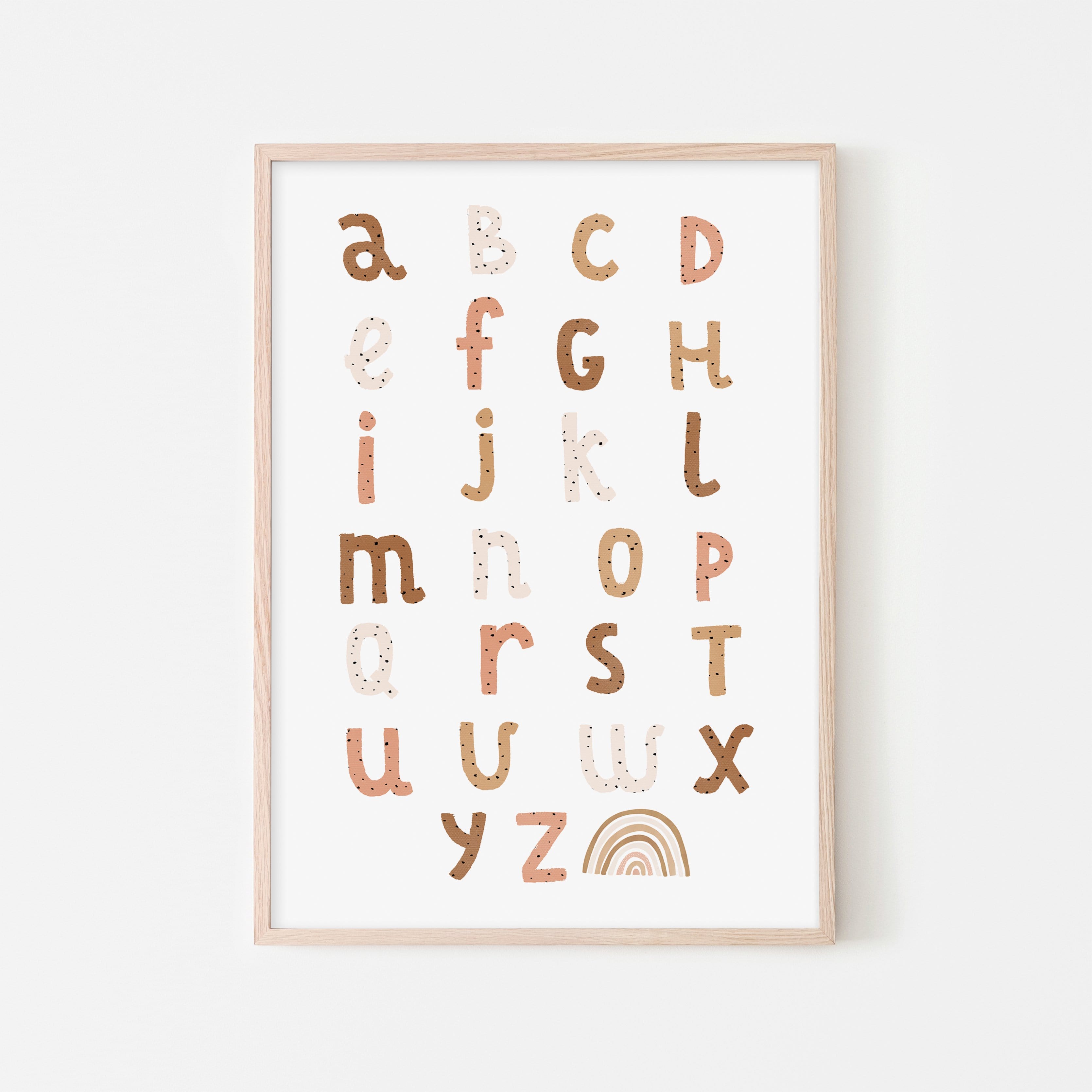 Alphabet Chart - Burnt Umber | Framed Print