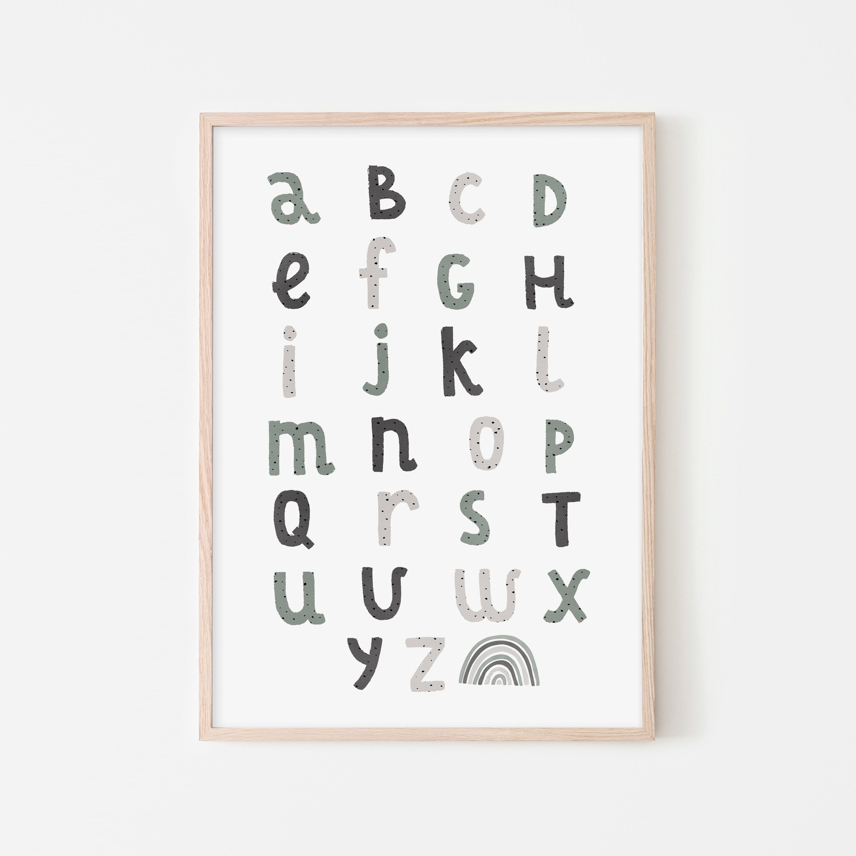 Alphabet Chart - Spearmint Blue | Framed Print
