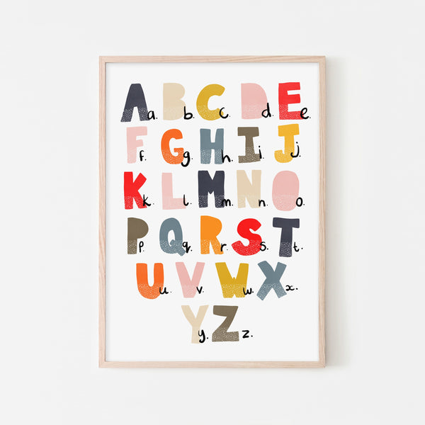 Alphabet Chart - Muted Rainbow |  Framed Print