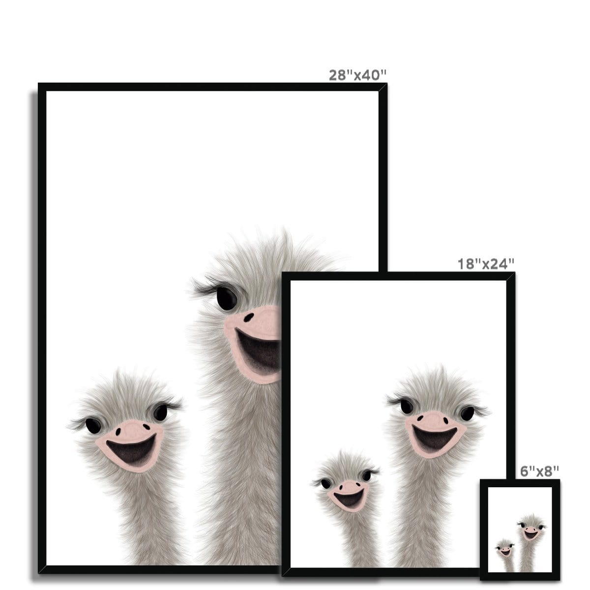 Ostrich - Children's Animal Art | Framed Print