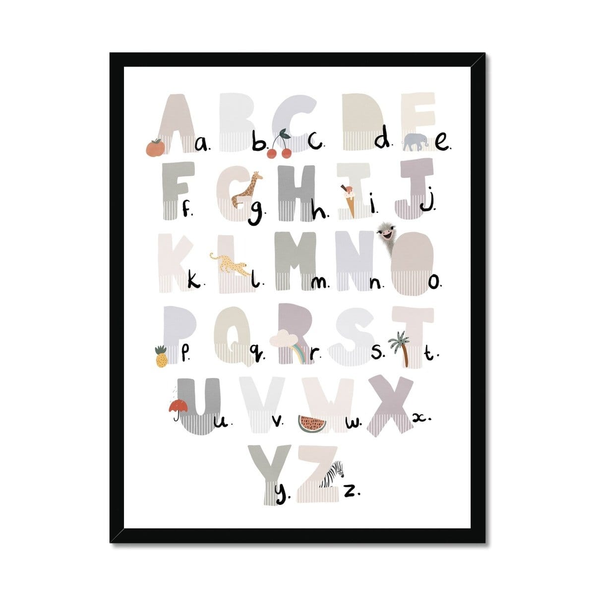 Alphabet Chart - Illustrated Natural | Framed Print