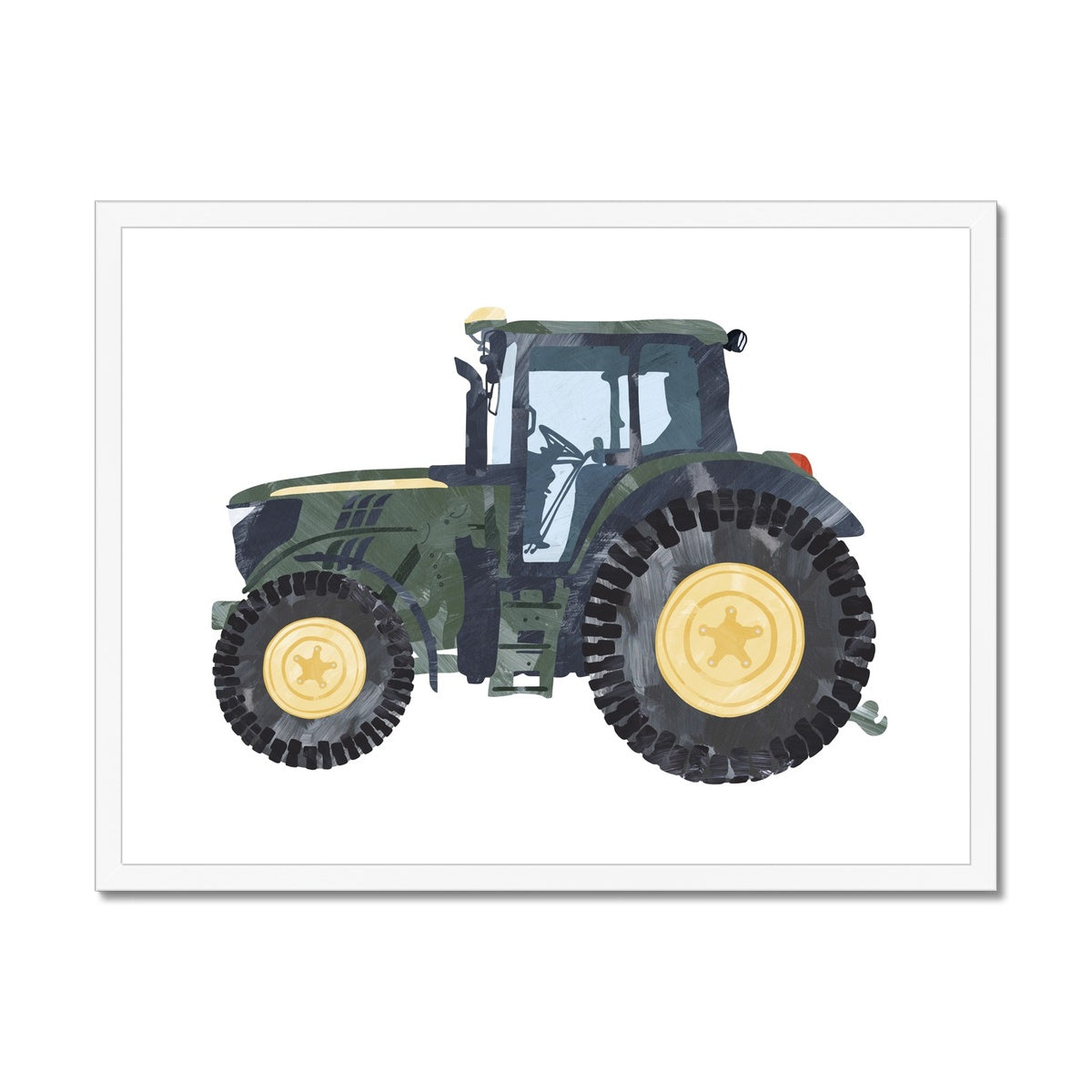 Tractor Kids Art | Green | Framed Print