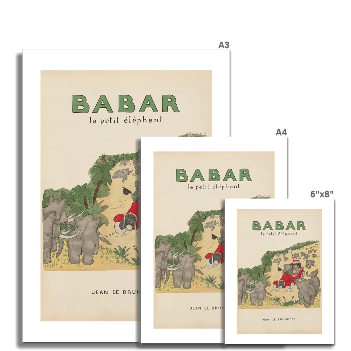Babar Nursery Art - Babar the Elephant nursery wall art print, Vintage Babar nursery decor for baby’s room, Classic Babar prints for children’s bedrooms