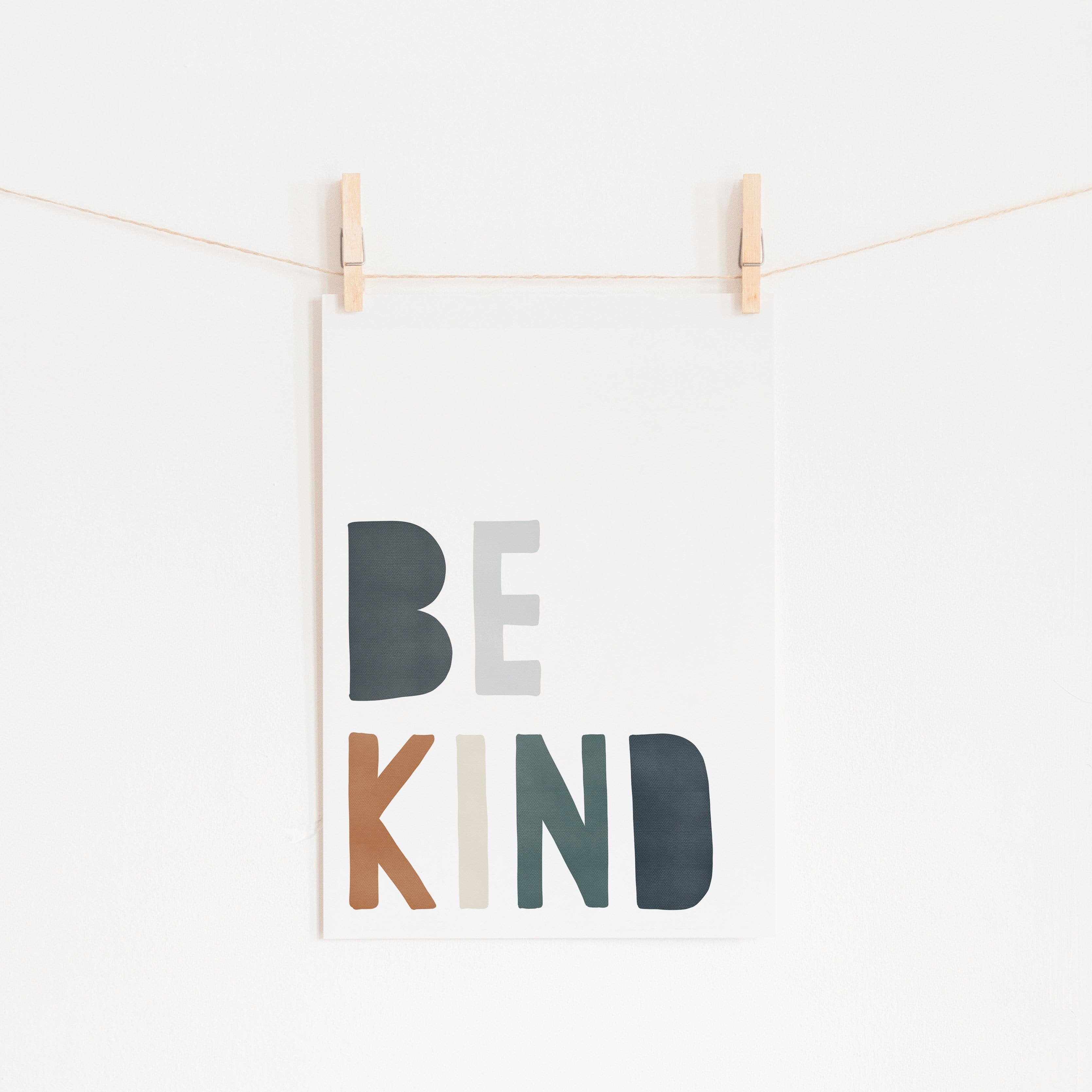 Be Kind Print - Navy, Brown & Green | Unframed