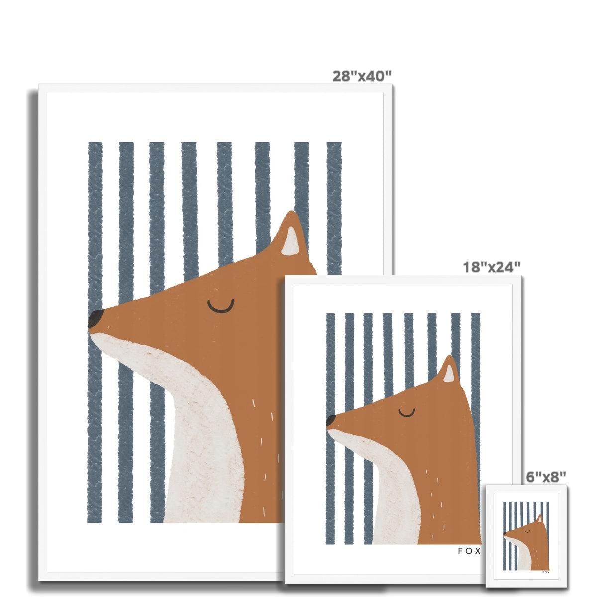 Fox Print - Blue Stripes | Framed Print