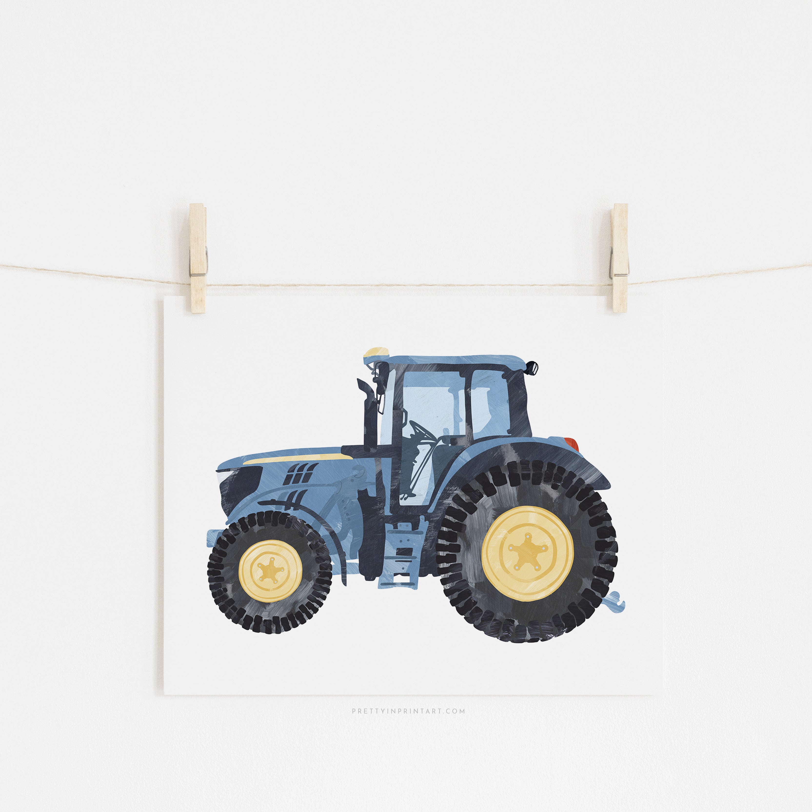 Tractor Kids Art | Blue | Unframed
