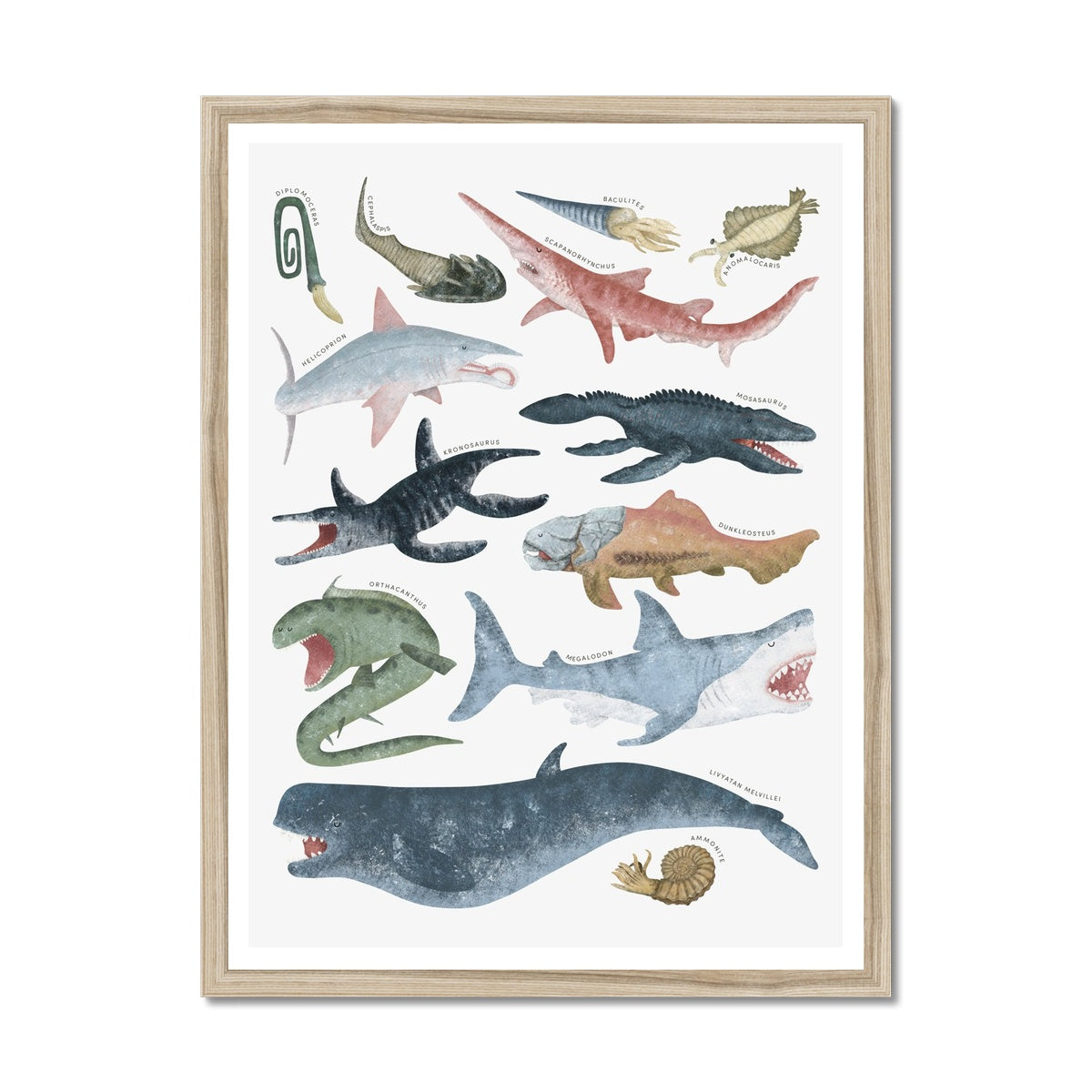 Prehistoric Ocean Chart | Framed Print