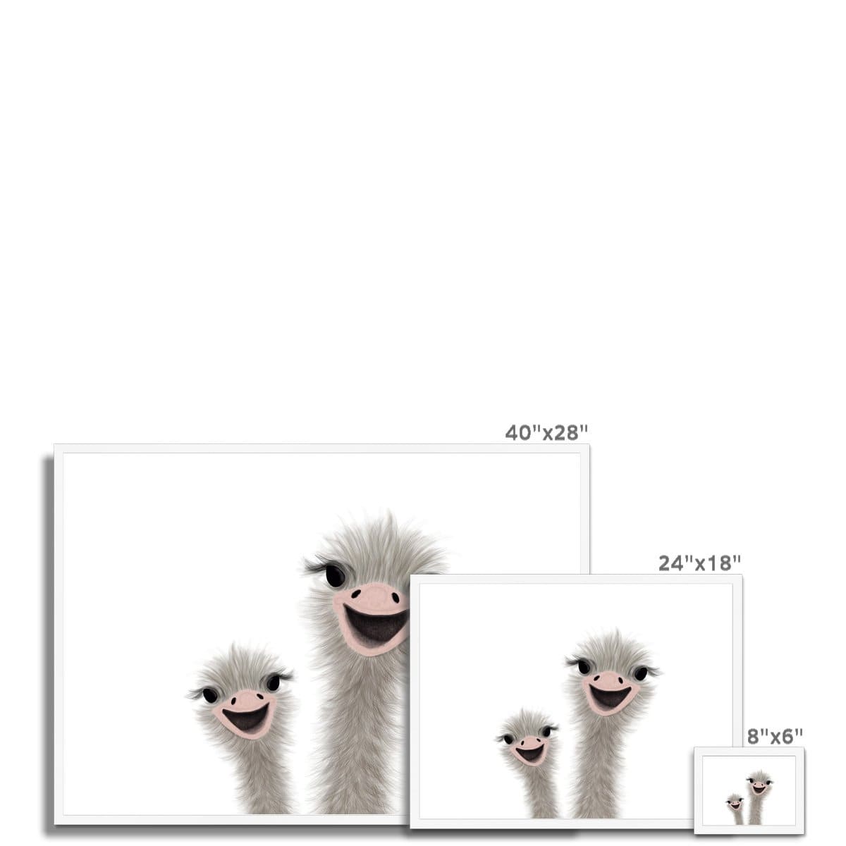 Ostrich - Funny Animal Art (landscape) | Framed Print