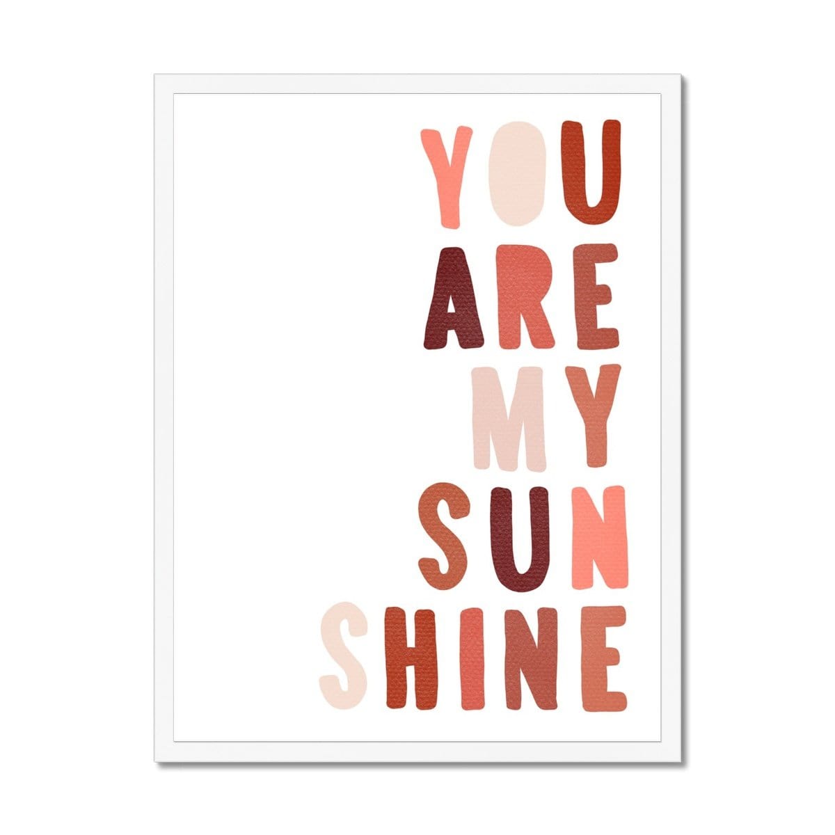 You Are My Sunshine - Red & Pink | Framed Print