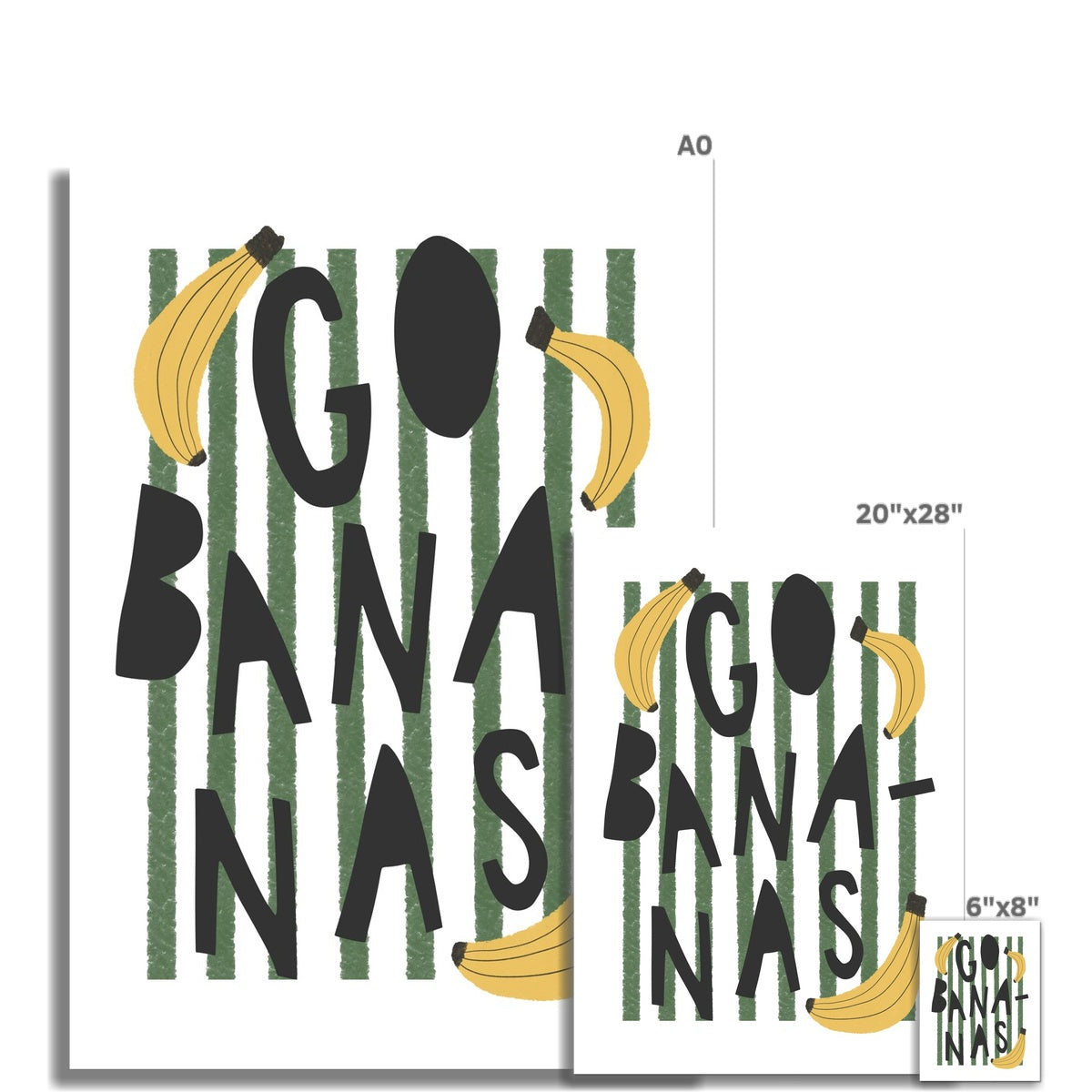 Go Bananas - Green Stripes | Unframed